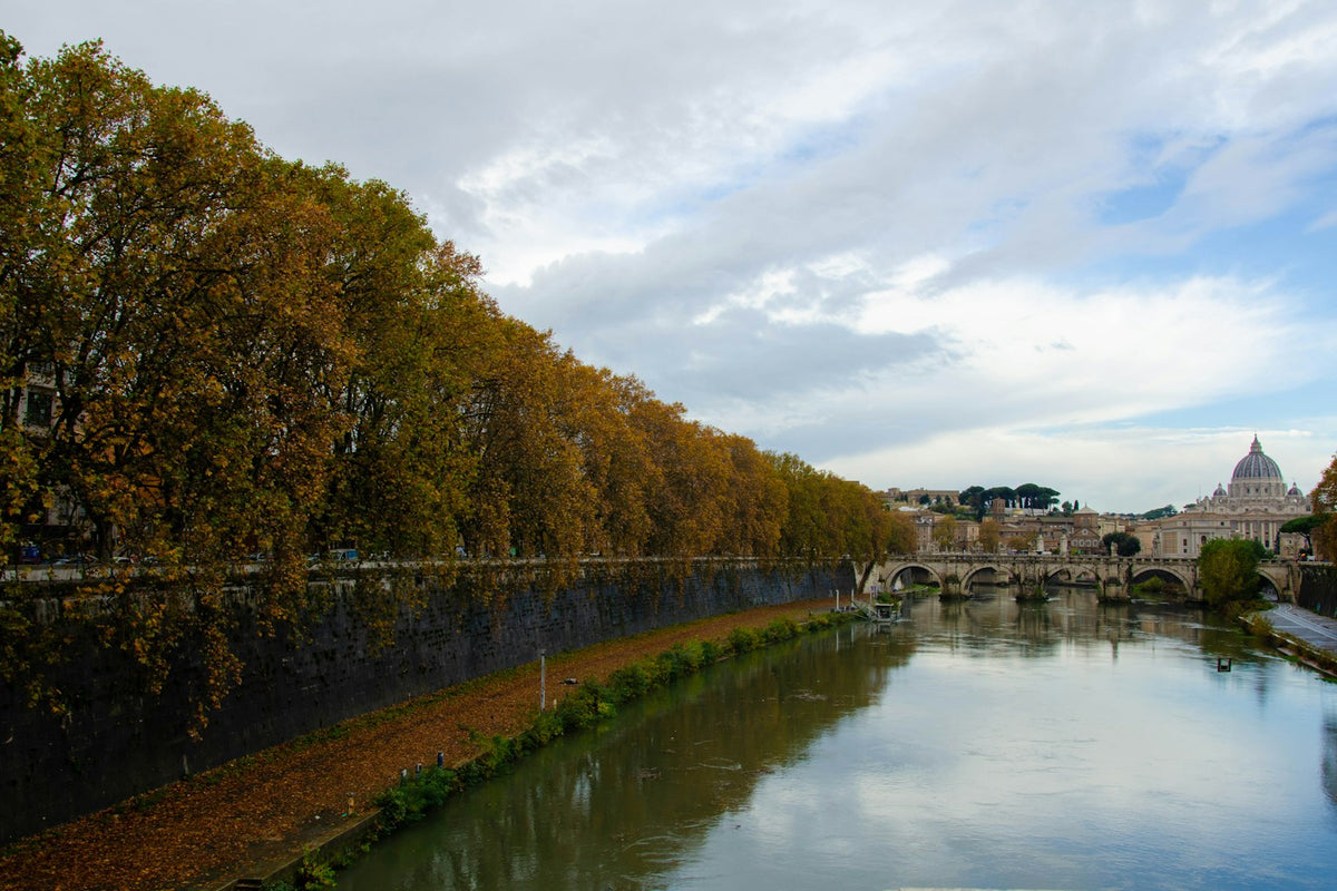 Autumn view across the Tiber towards Castel Sant'Angelo in Rome