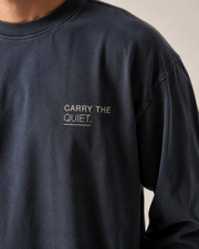 Quiet Sunfade Long Sleeve T-Shirt in Navy Blue