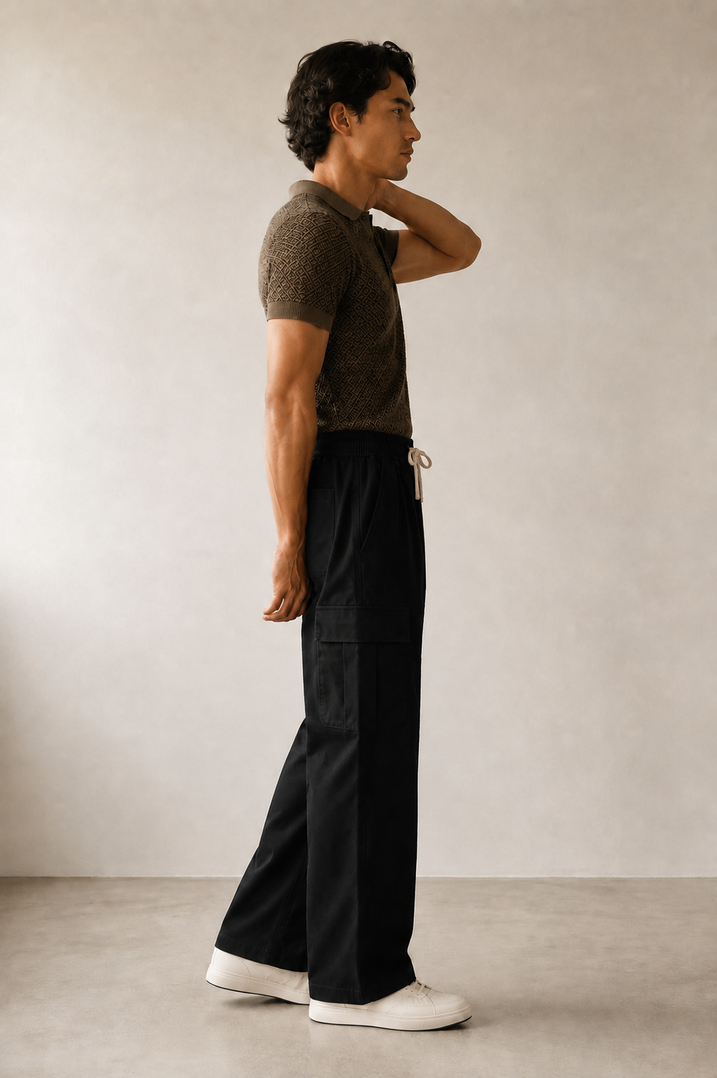 Men’s TELLS Straight-Leg Black Cargo Pants