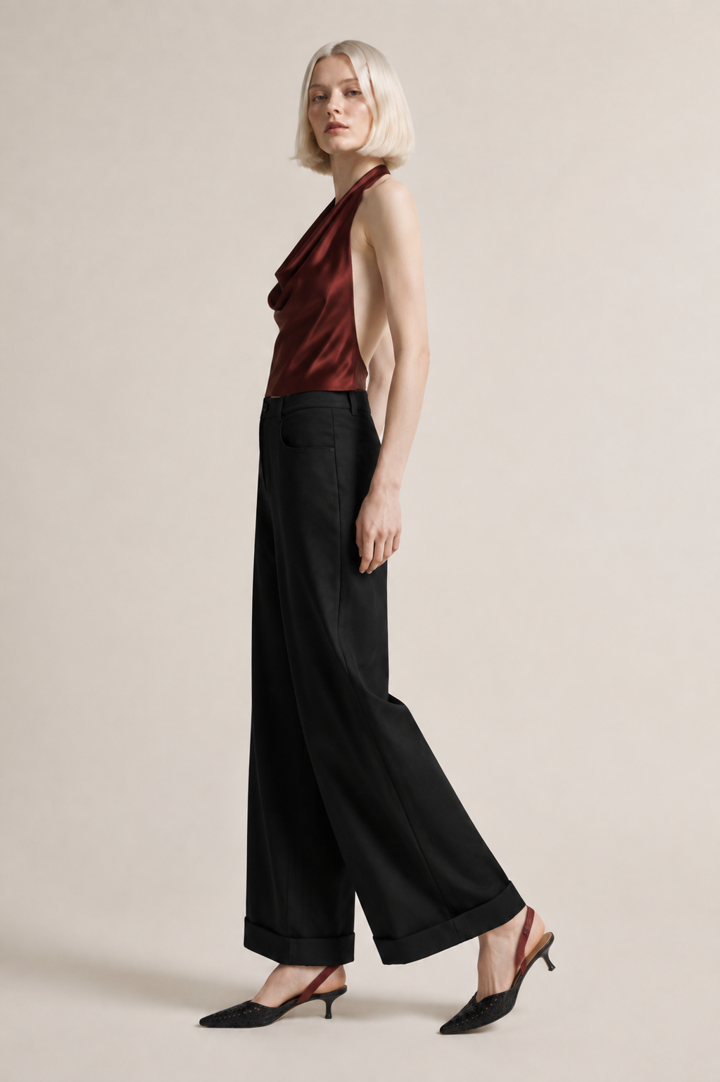Women’s TELLS Tencel Wide-Leg Black Trousers
