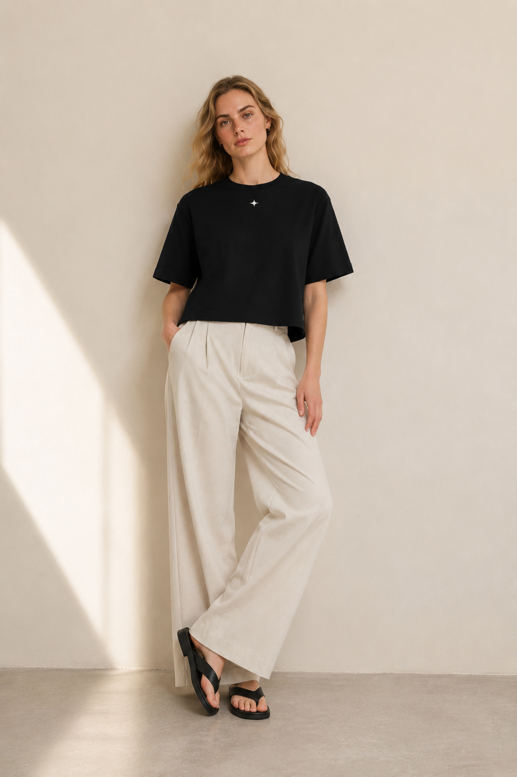 Women’s Signature Star Black Boxy Tee