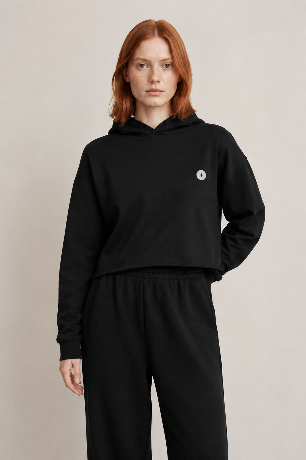 Women’s TELLS Signature Cropped Black Hoodie