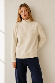 Women’s TELLS Quarter-Zip Beige Sweatshirt