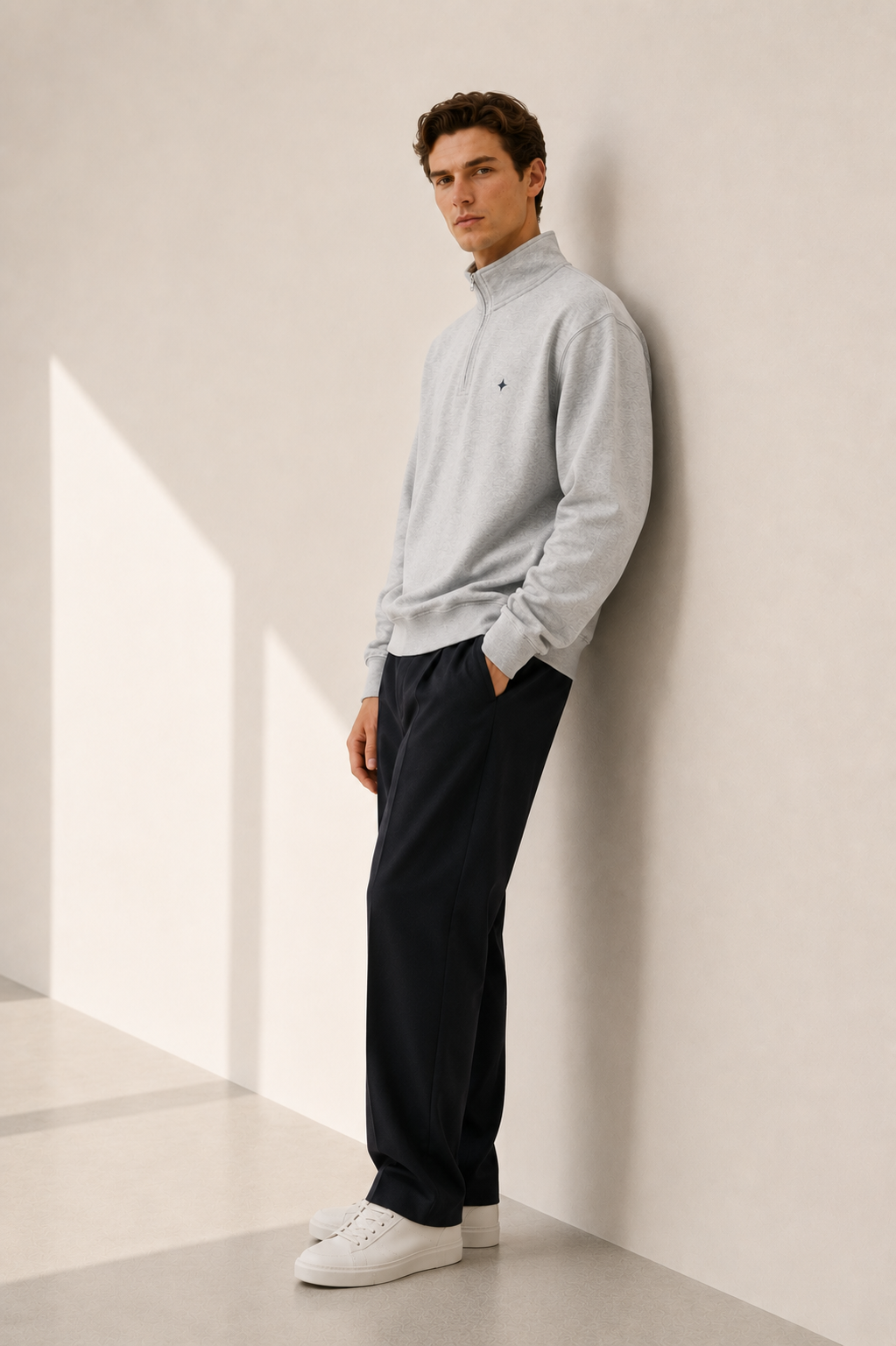 Men's Signature Quarter-Zip Gray Sweatshirt