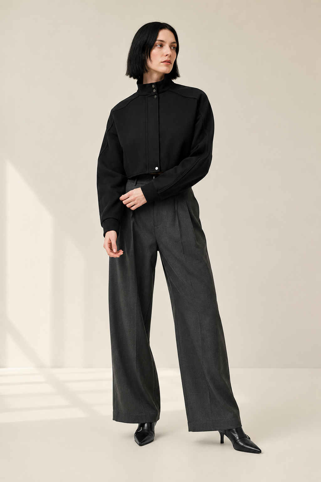Women’s TELLS Cropped Black Jacket