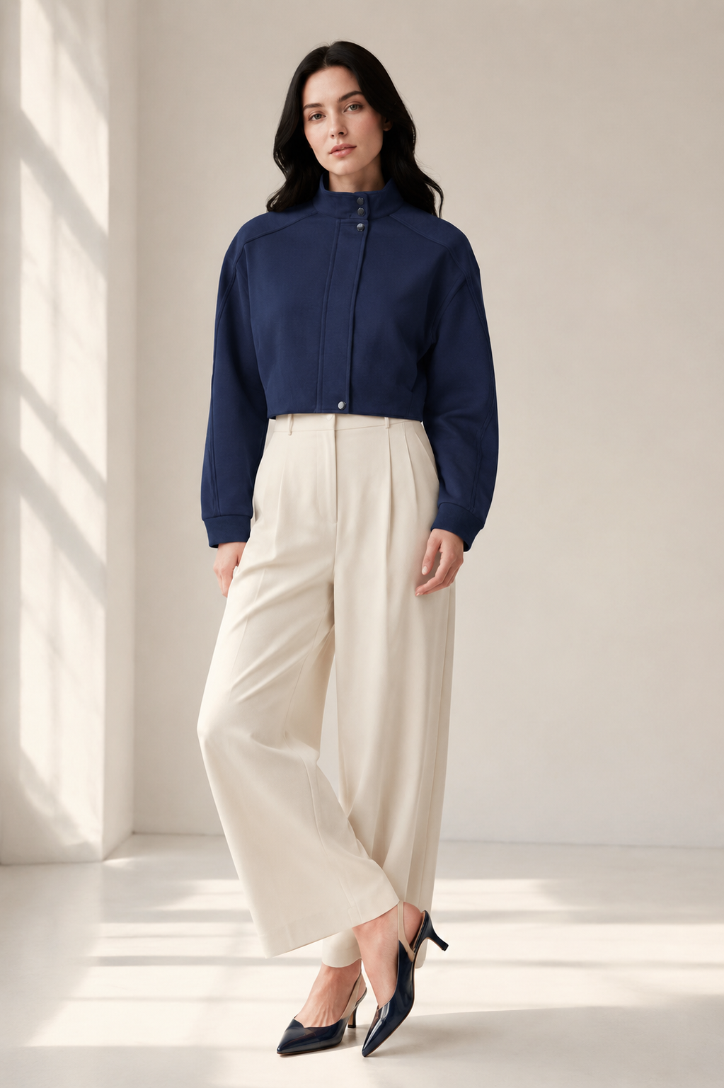 Women’s TELLS Cropped Navy Jacket