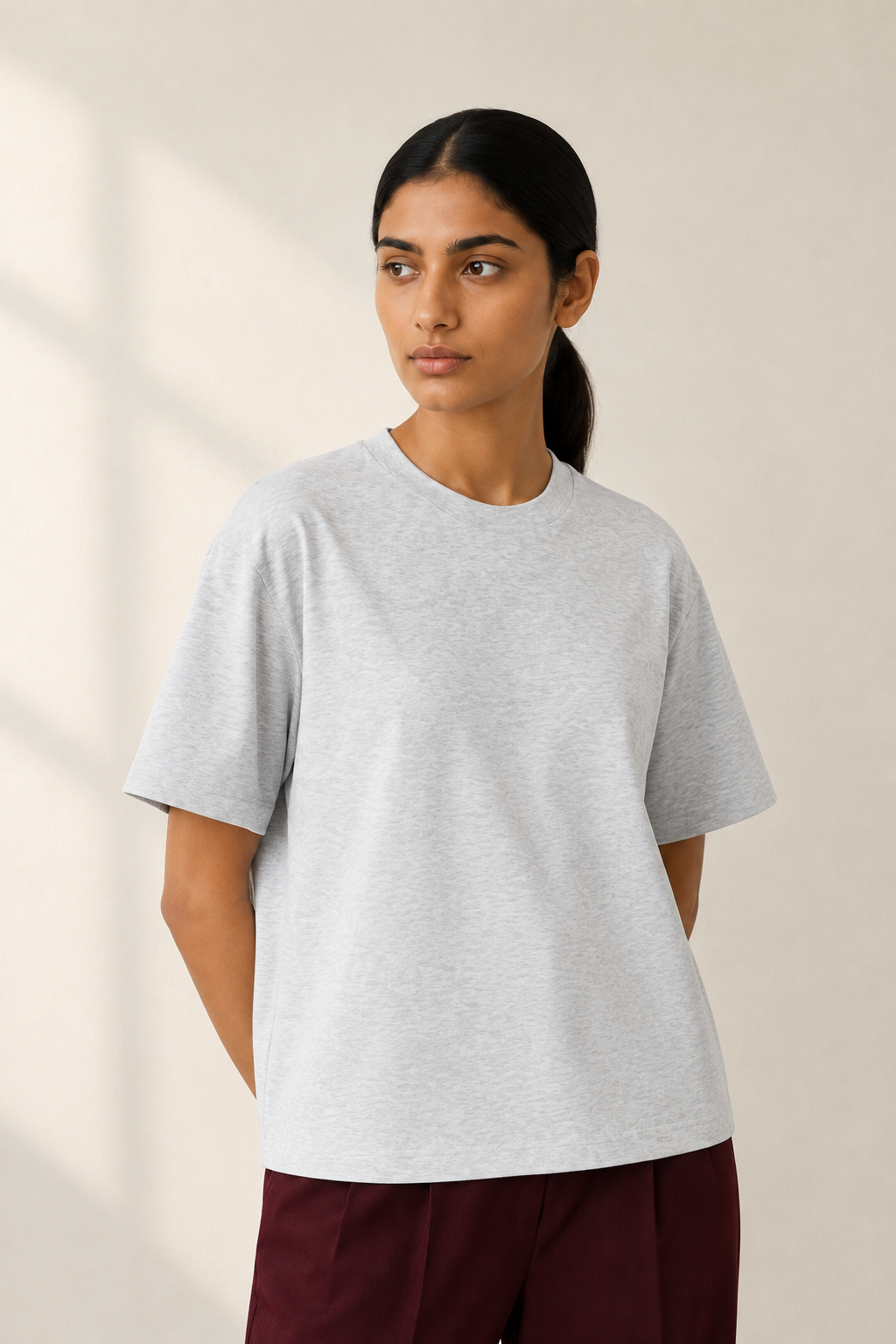 Women’s TELLS Classic Light Gray Boxy Tee