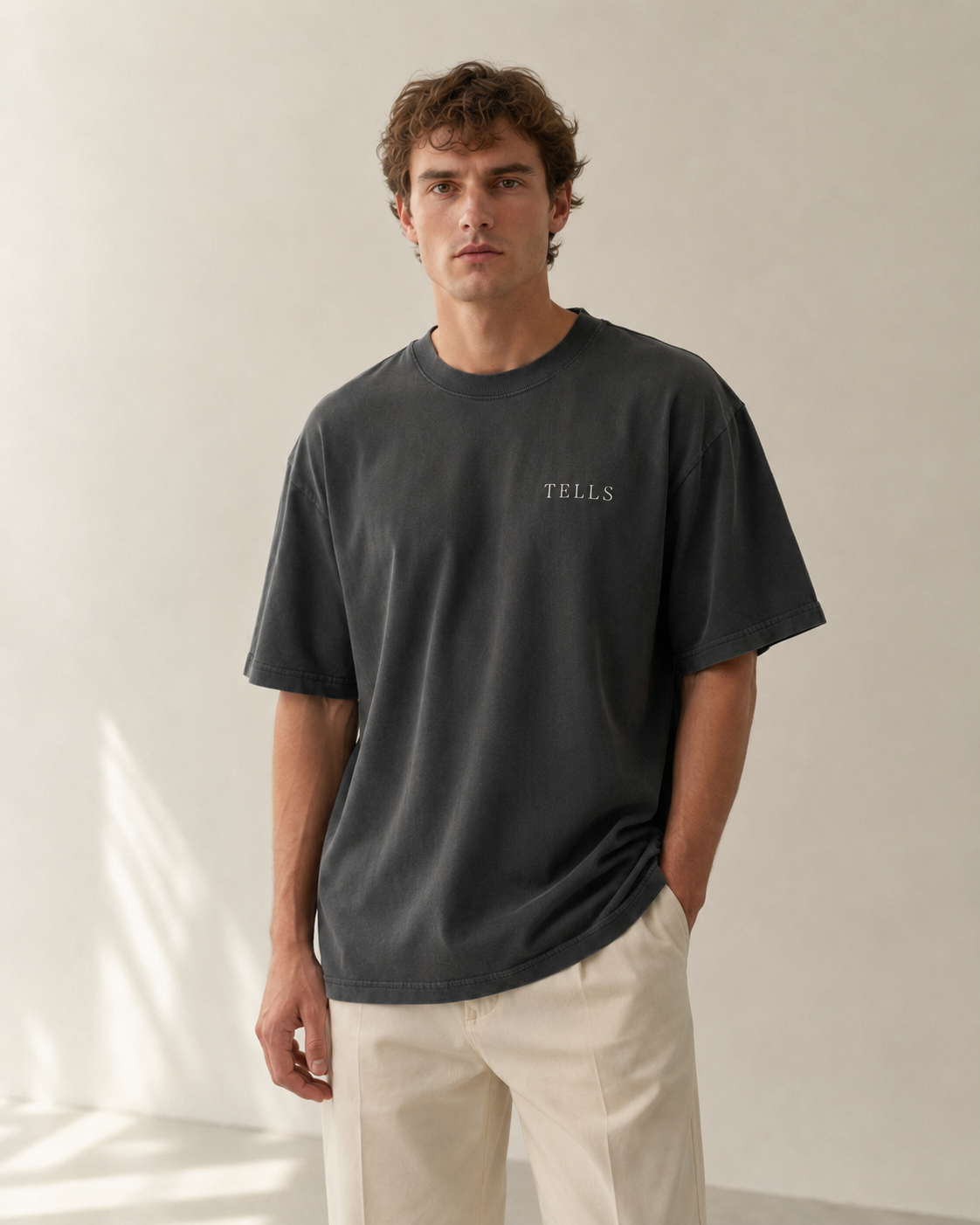 TELLS Faded Oversized Black T-Shirt