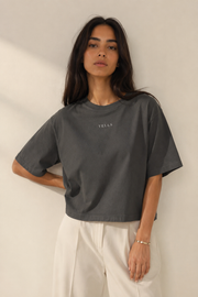Women’s TELLS Signature Dark Gray Boxy Tee