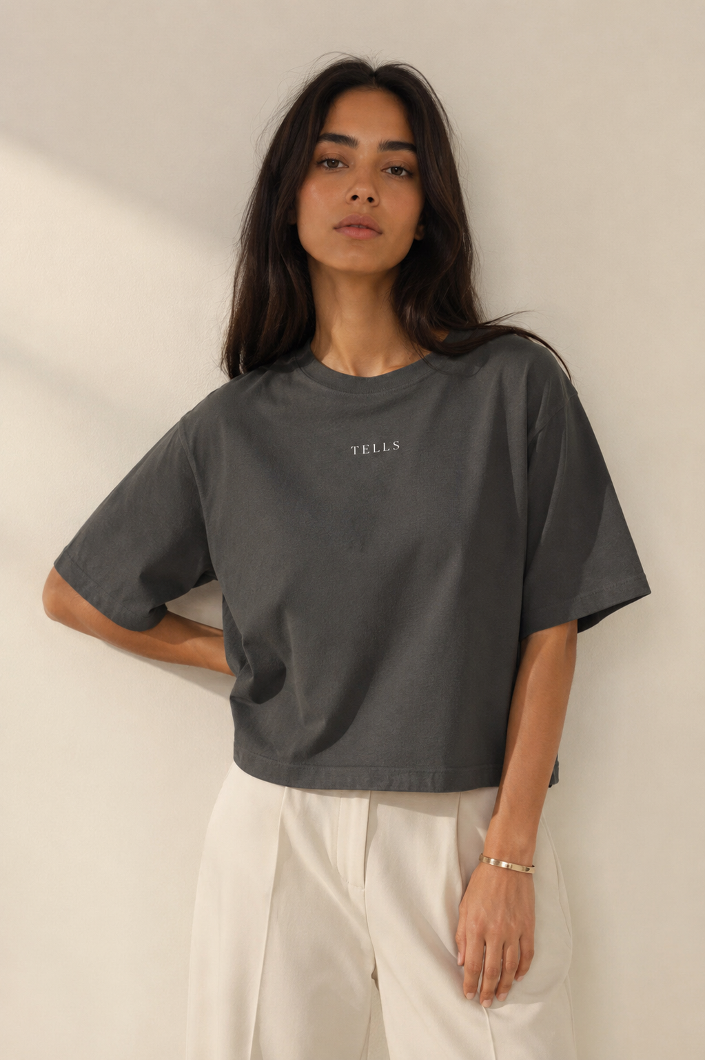 Women’s TELLS Signature Dark Gray Boxy Tee