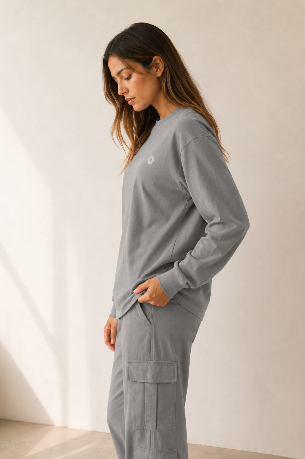 Women’s TELLS Gray Long-Sleeve Tee