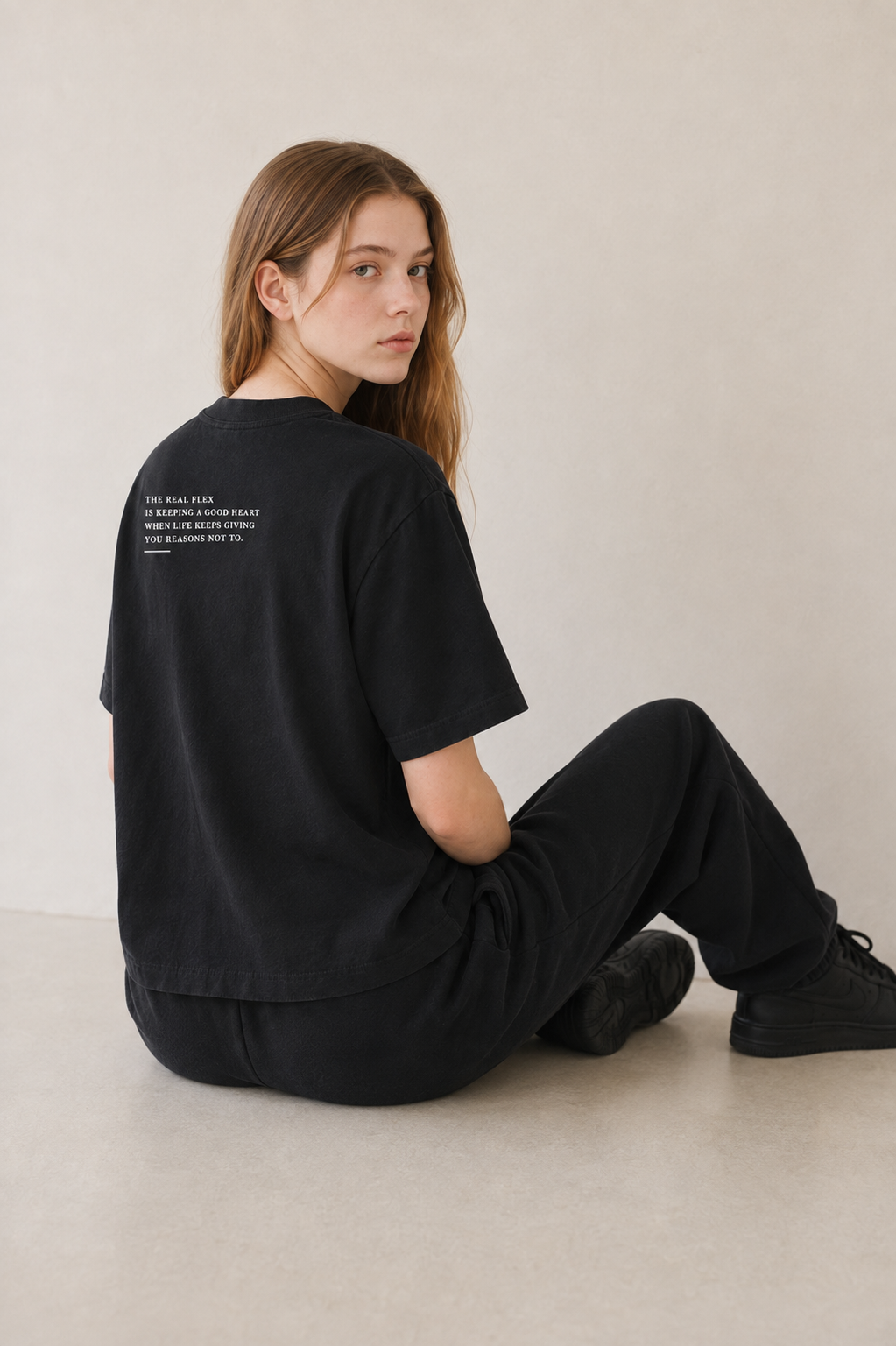 Women’s TELLS Real Flex Black Boxy Tee