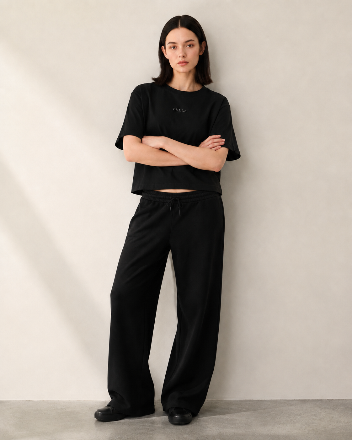 Women’s TELLS Signature Black Boxy Tee