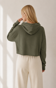 Women’s TELLS Signature Cropped Olive Hoodie