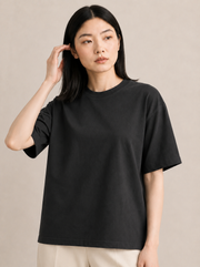 Women’s TELLS Classic Black Boxy Tee