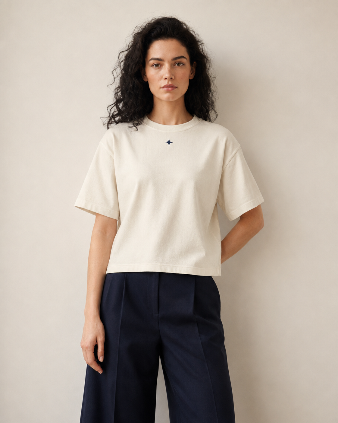 Women’s Signature Star Beige Boxy Tee