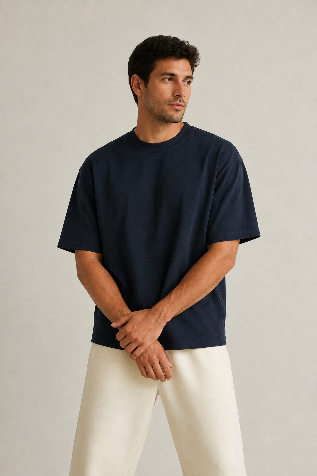 Men’s TELLS Heavyweight Navy Oversized T-Shirt
