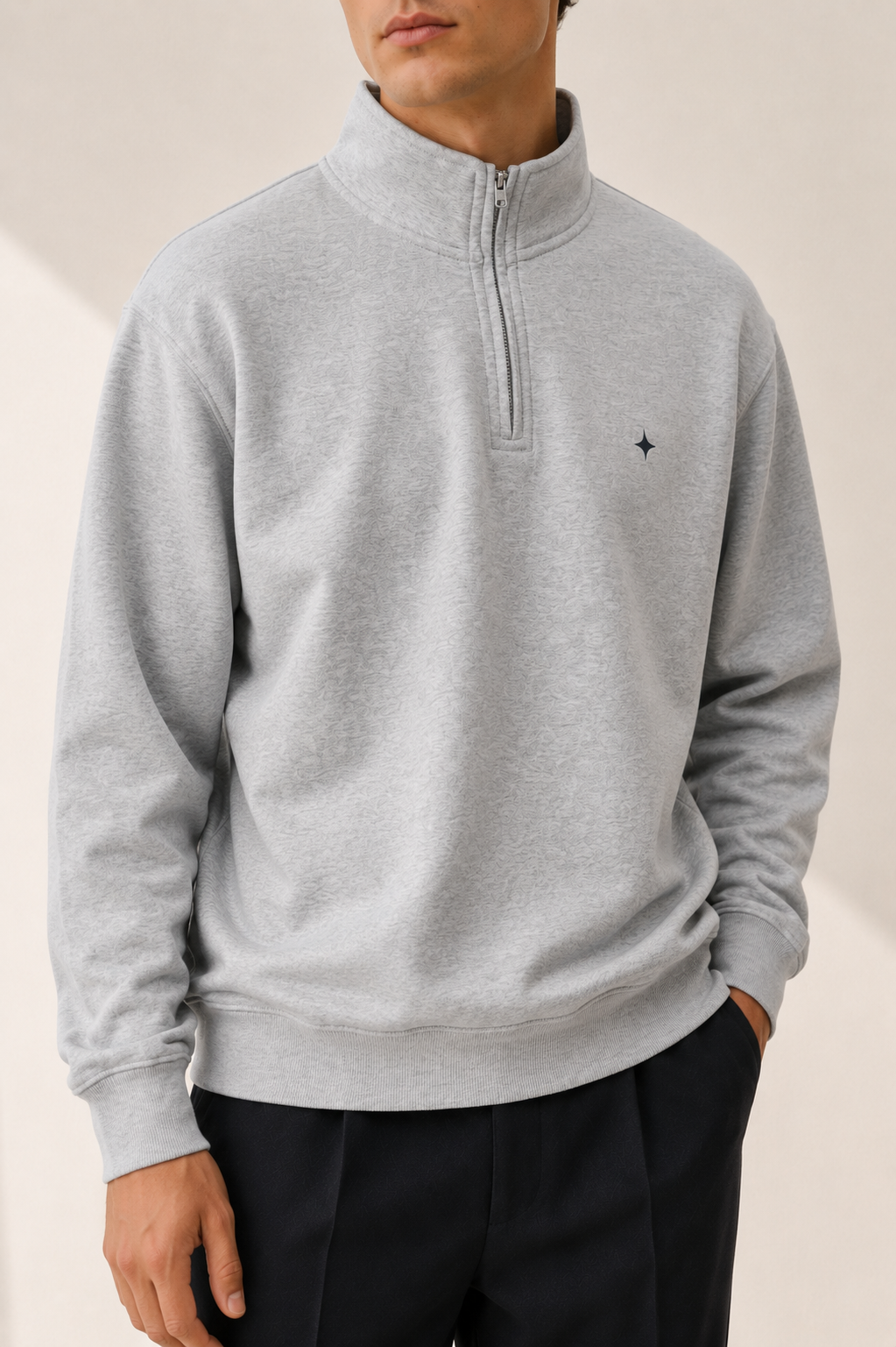 Men's Signature Quarter-Zip Gray Sweatshirt