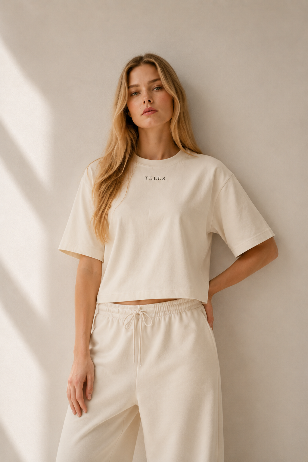 Women’s TELLS Signature Beige Boxy Tee
