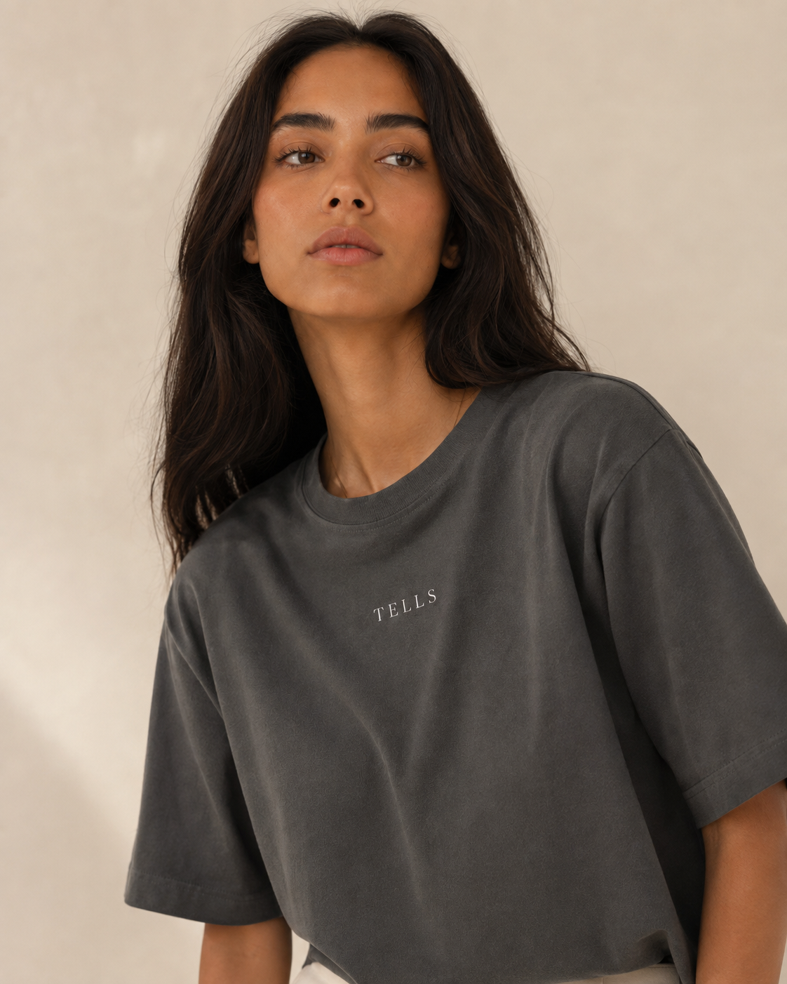 Women’s TELLS Signature Dark Gray Boxy Tee