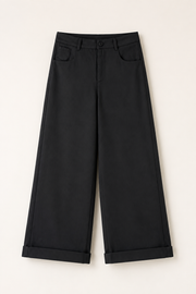 Women’s TELLS Tencel Wide-Leg Black Trousers