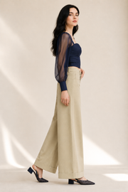 Women’s TELLS Tencel Wide-Leg Khaki Trousers