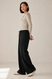 Women’s TELLS Essential Wide-Leg Black Sweatpants
