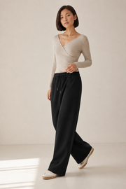 Women’s TELLS Essential Wide-Leg Black Sweatpants