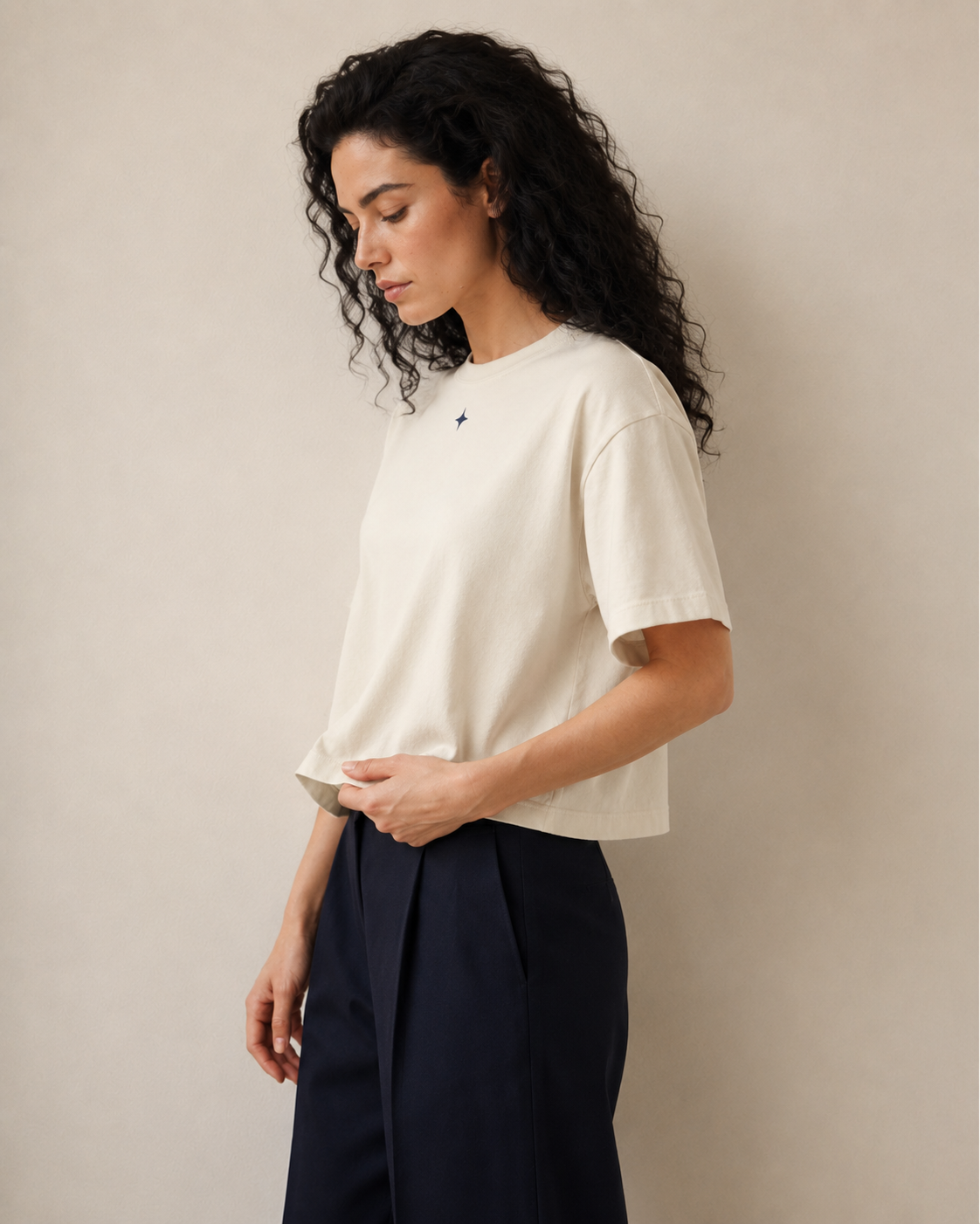 Women’s Signature Star Beige Boxy Tee