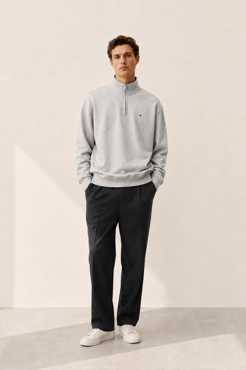 Men's Signature Quarter-Zip Gray Sweatshirt