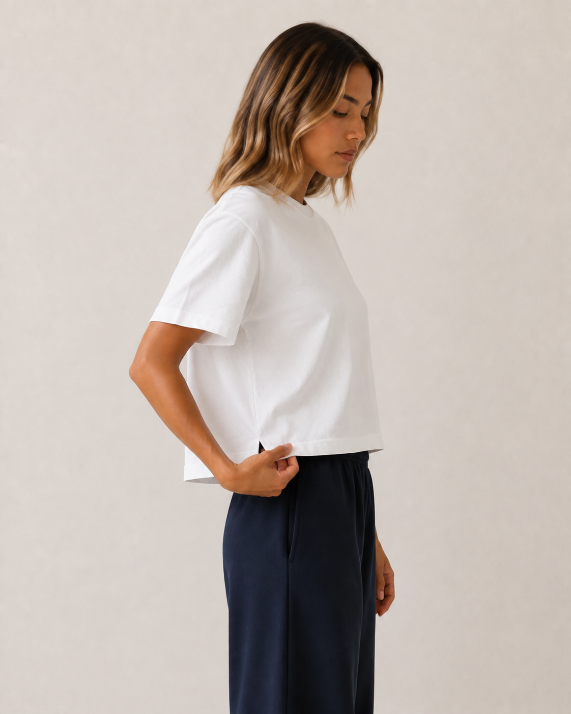 Women’s TELLS Real Flex White Boxy Tee