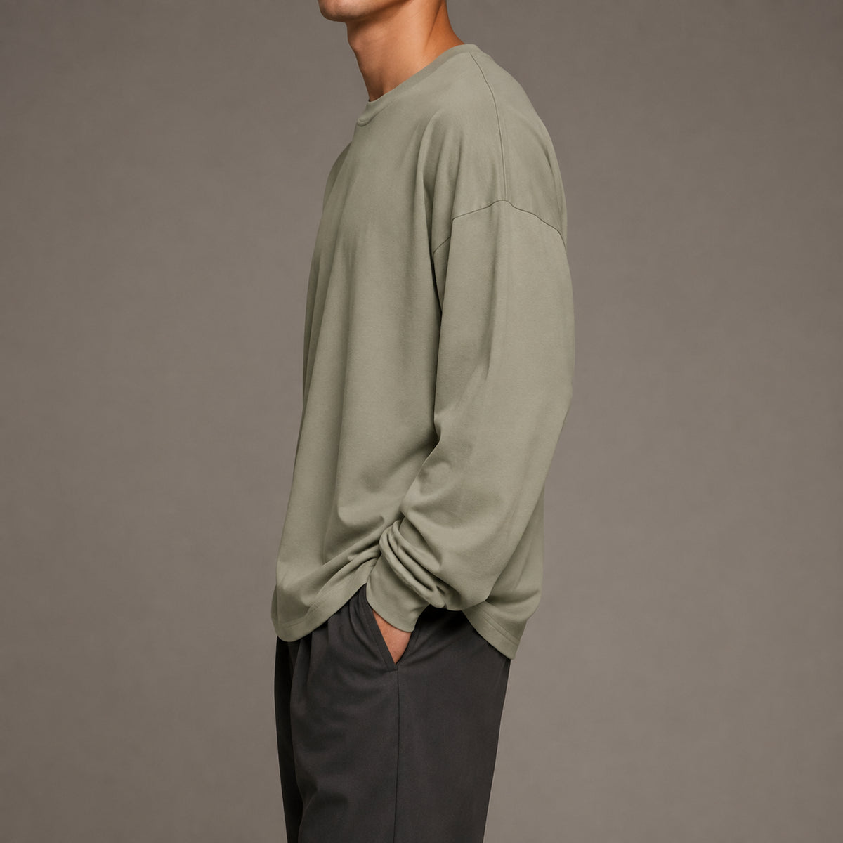 Dune Long Sleeve T-Shirt in Gray Green