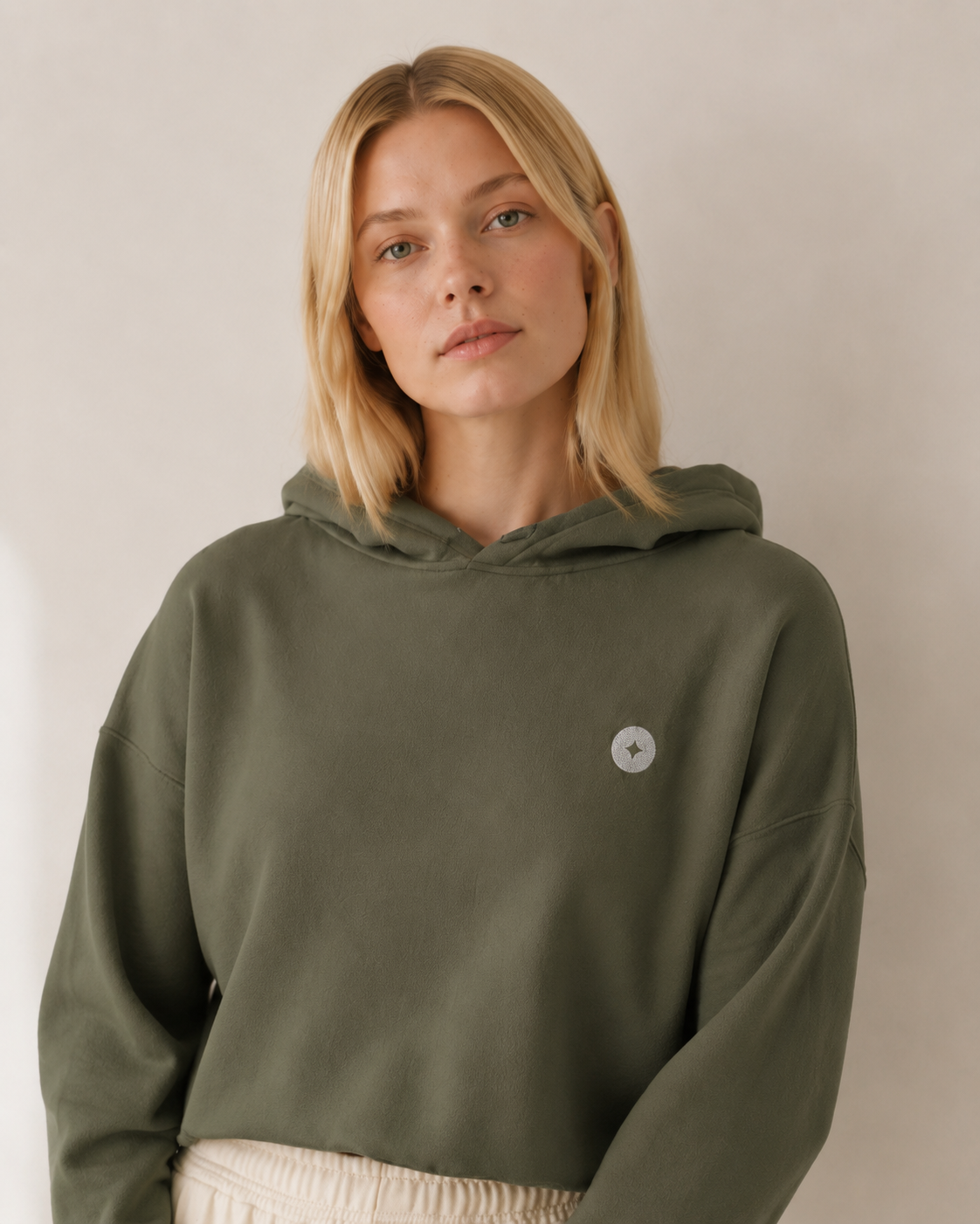 Women’s TELLS Signature Cropped Olive Hoodie