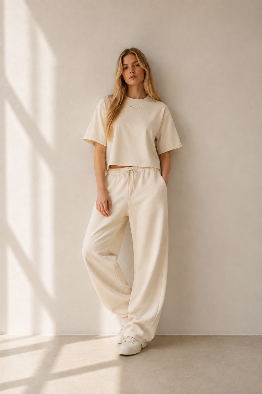 Women’s TELLS Signature Beige Boxy Tee