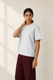 Women’s TELLS Classic Light Gray Boxy Tee
