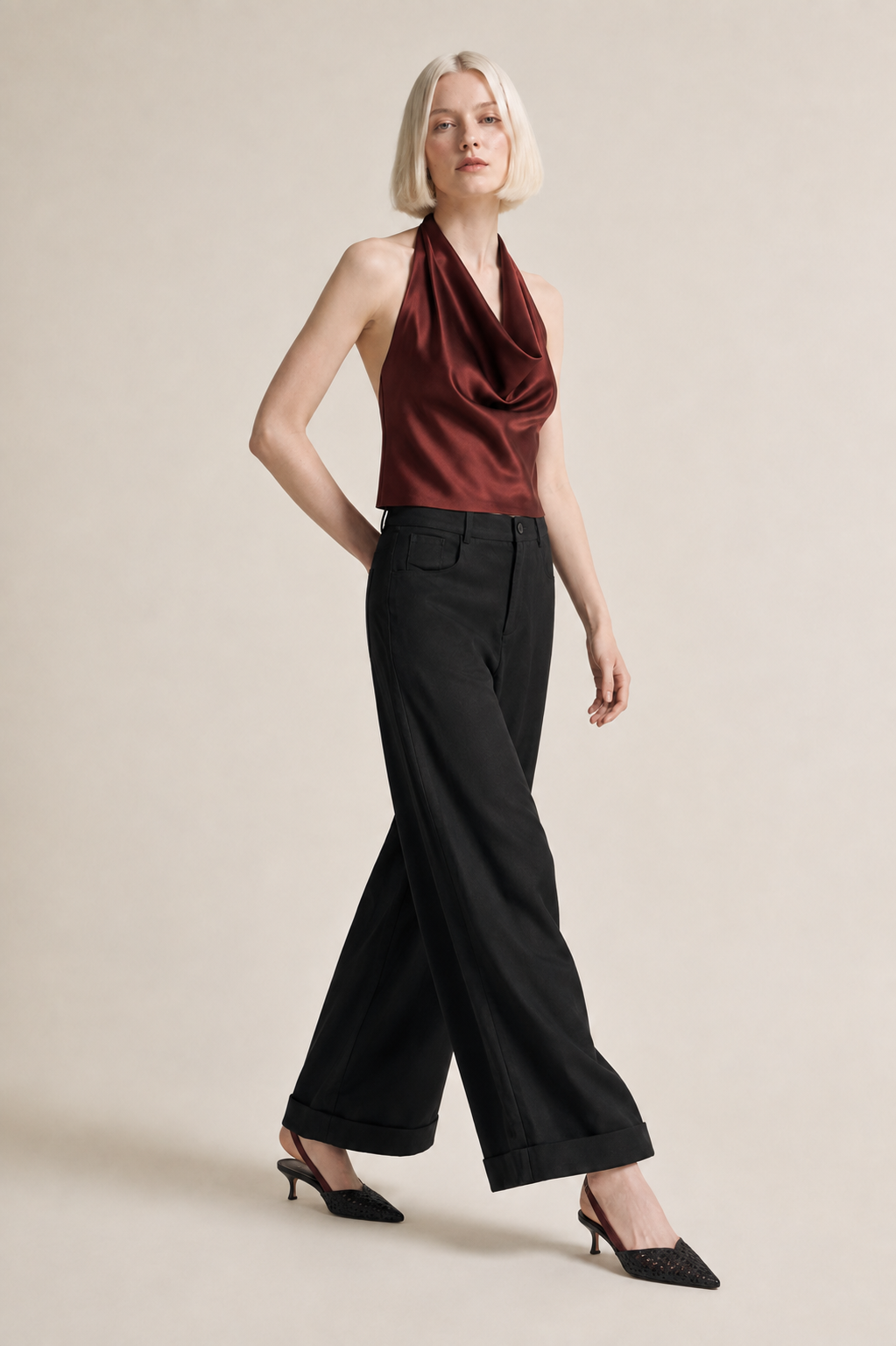 Women’s TELLS Tencel Wide-Leg Black Trousers