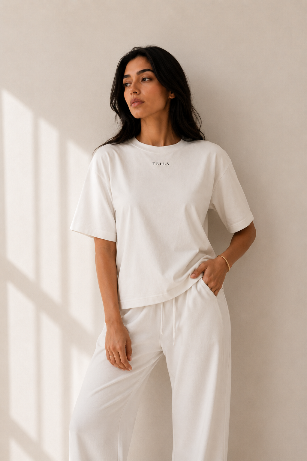 Women’s TELLS Signature White Boxy Tee