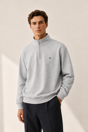 Men's Signature Quarter-Zip Gray Sweatshirt