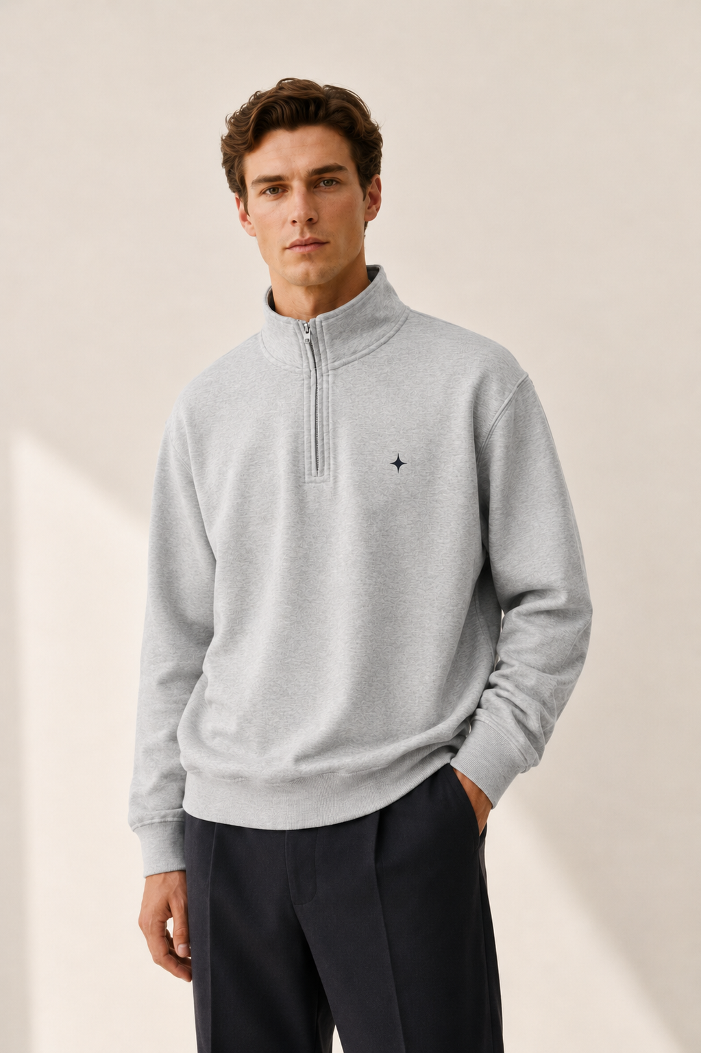Men's Signature Quarter-Zip Gray Sweatshirt