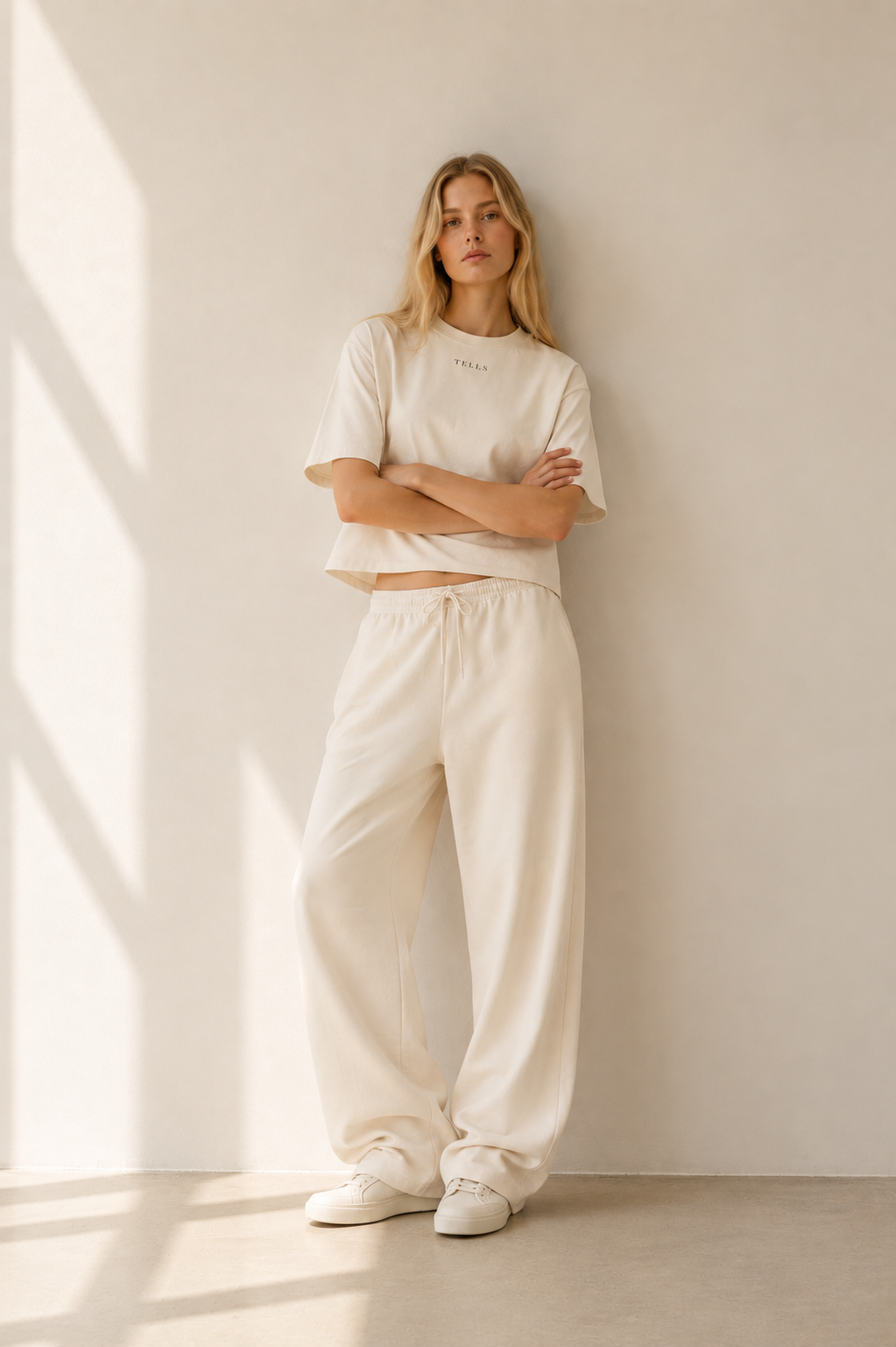 Women’s TELLS Signature Beige Boxy Tee