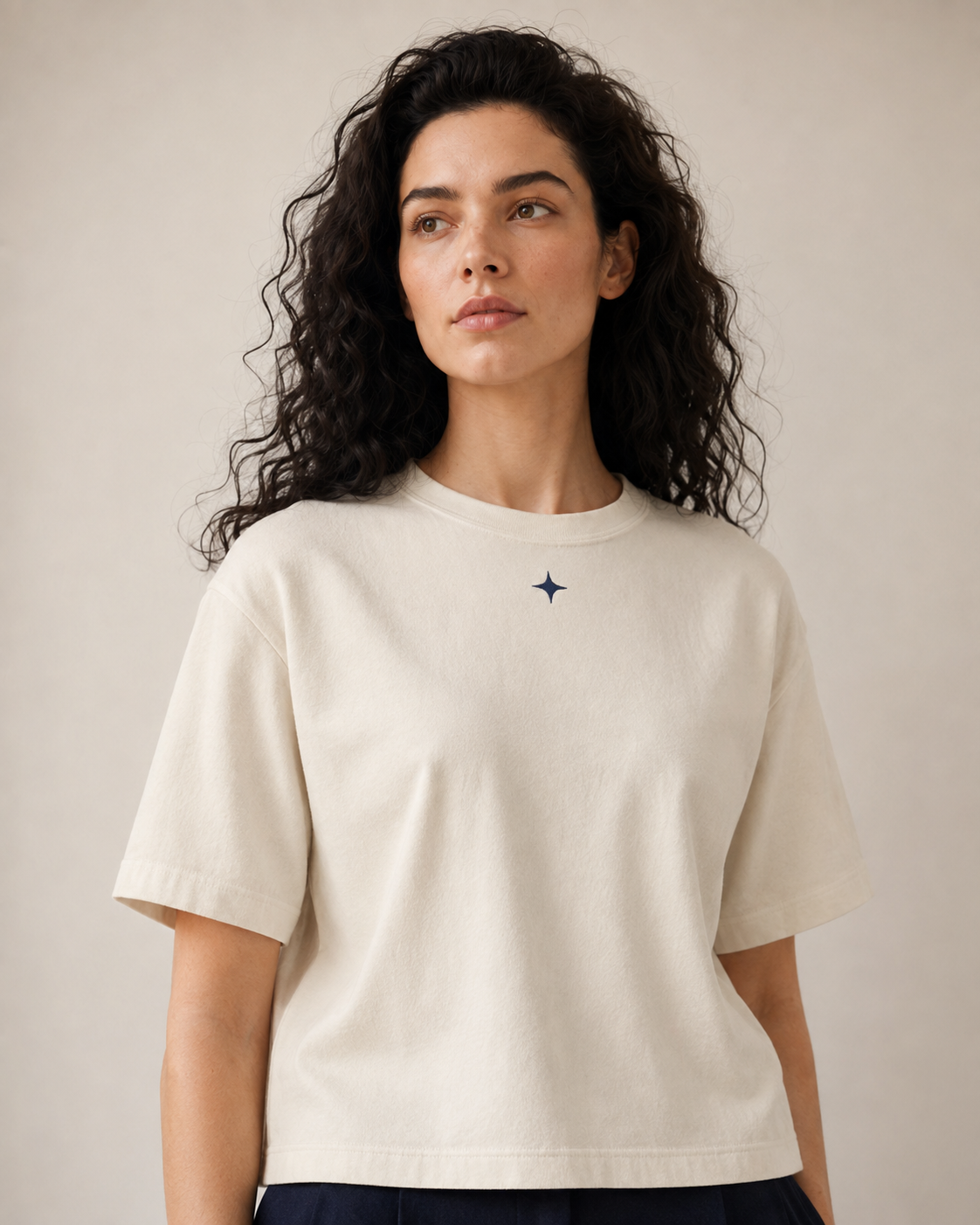 Women’s Signature Star Beige Boxy Tee