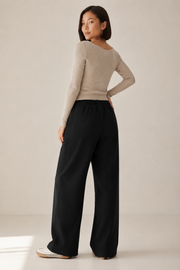 Women’s TELLS Essential Wide-Leg Black Sweatpants