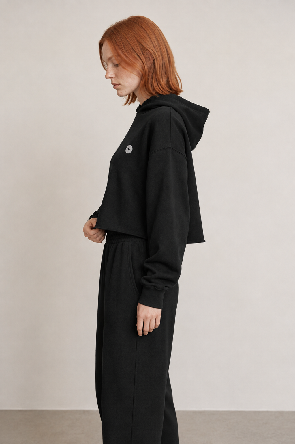 Women’s TELLS Signature Cropped Black Hoodie