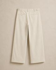 TELLS Adjustable Waist Wide-Leg Beige Trousers