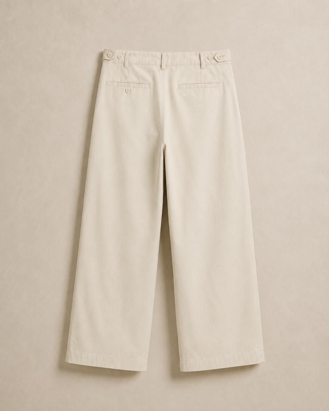 TELLS Adjustable Waist Wide-Leg Beige Trousers