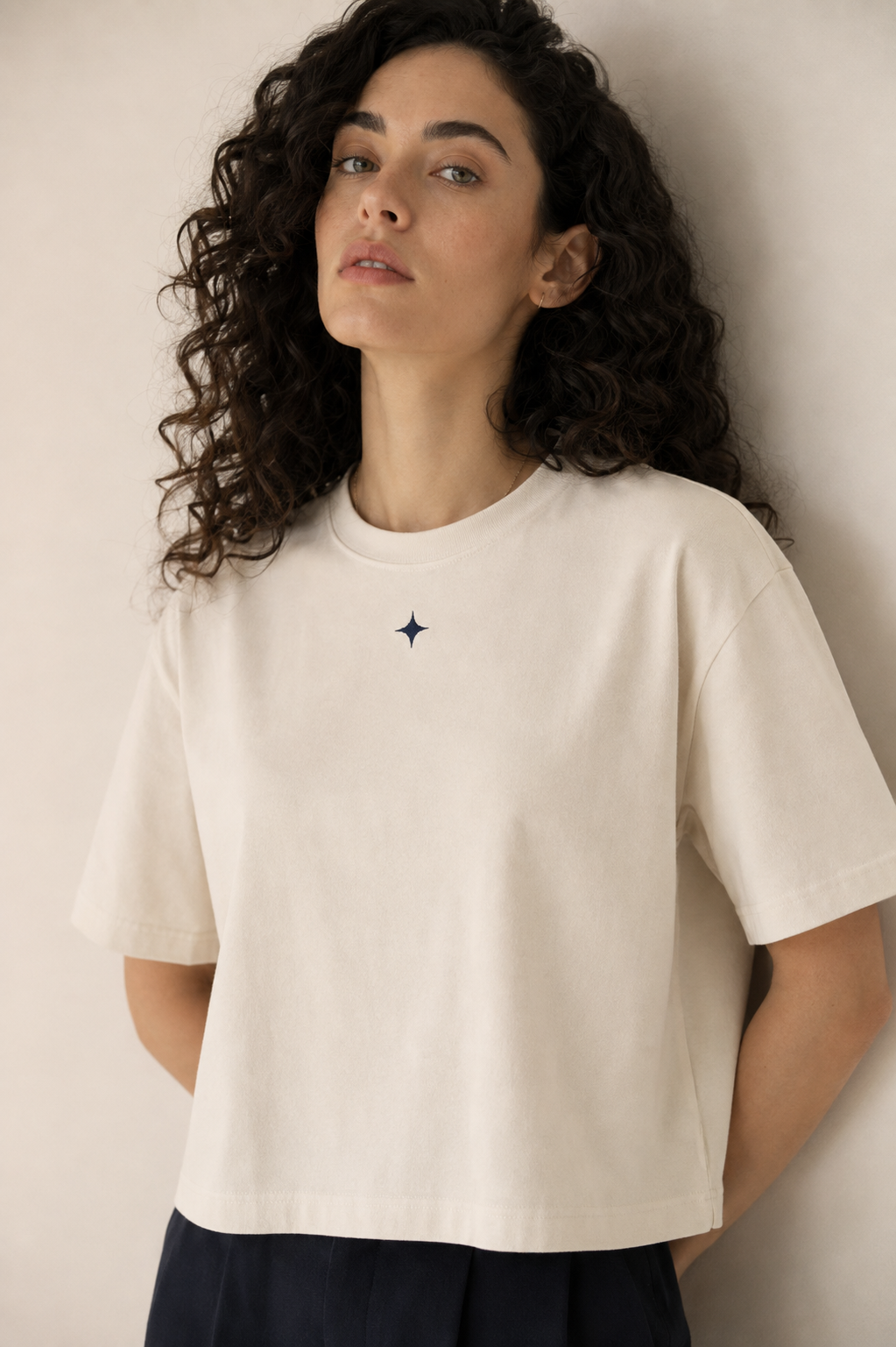 Women’s Signature Star Beige Boxy Tee