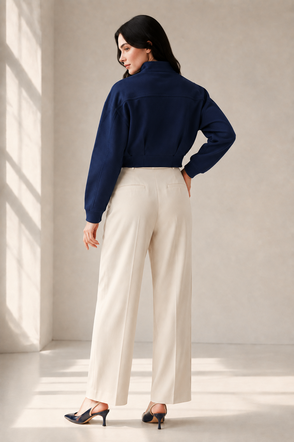 Women’s TELLS Cropped Navy Jacket