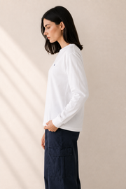 Women’s TELLS Logo White Long-Sleeve Tee
