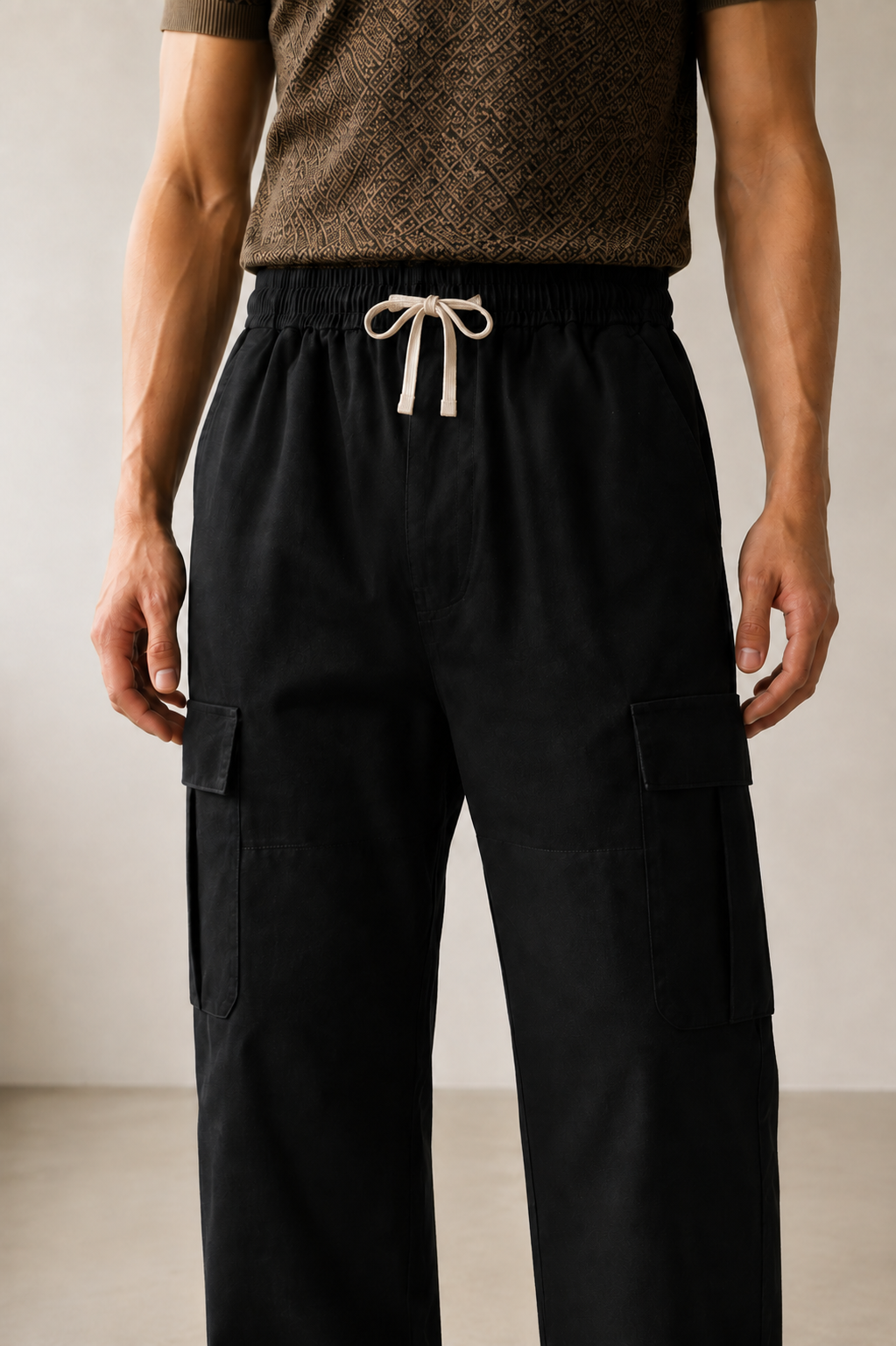 Men’s TELLS Straight-Leg Black Cargo Pants