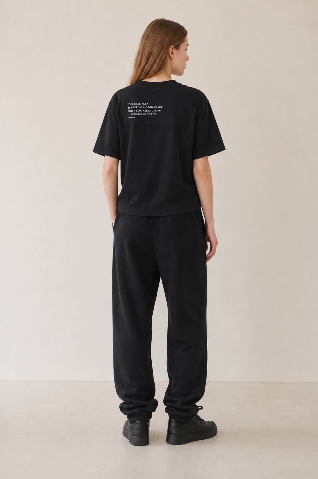 Women’s TELLS Real Flex Black Boxy Tee